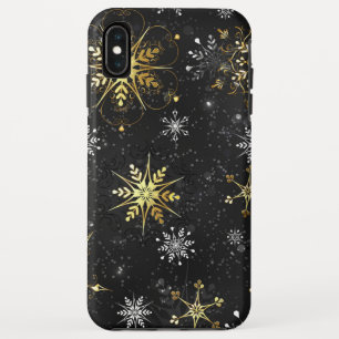 Xmas Golden Snowflakes op zwarte achtergrond iPhone XS Max Hoesje