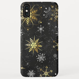 Xmas Golden Snowflakes op zwarte achtergrond iPhone XS Max Hoesje