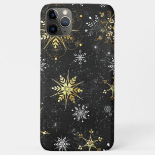 Xmas Golden Snowflakes op zwarte achtergrond iPhone 11 Pro Max Hoesje