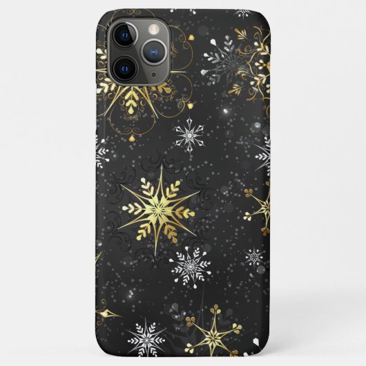 Xmas Golden Snowflakes op zwarte achtergrond Case-Mate iPhone Case (Achterkant)