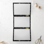 Xmas Golden Snowflakes op zwarte achtergrond Drieluik Aankondiging (Binnen)