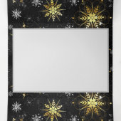 Xmas Golden Snowflakes op zwarte achtergrond Drieluik Aankondiging (Binnenkant midden)