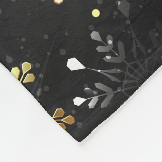 Xmas Golden Snowflakes op zwarte achtergrond Fleece Deken (Hoek)