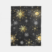 Xmas Golden Snowflakes op zwarte achtergrond Fleece Deken (Voorkant)
