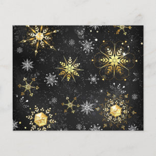 Xmas Golden Snowflakes op zwarte achtergrond Flyer