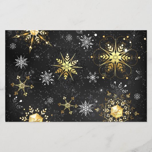 Xmas Golden Snowflakes op zwarte achtergrond Flyer (Voorkant)