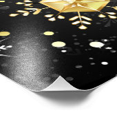 Xmas Golden Snowflakes op zwarte achtergrond Foto Afdruk (Hoek)