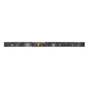 Xmas Golden Snowflakes op zwarte achtergrond Lint