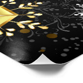 Xmas Golden Snowflakes op zwarte achtergrond Perfect Poster (Hoek)