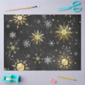 Xmas Golden Snowflakes op zwarte achtergrond Tissuepapier (Craft)