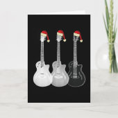Xmas Guitar Santa Black en White Kaart (Voorkant)