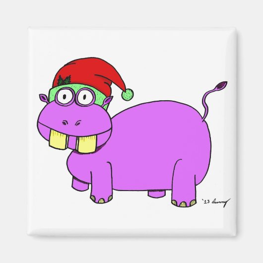 Xmas Hippo Magnet (Devant)