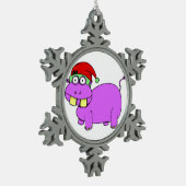 Xmas Hippo Pewter Ornament (Links)