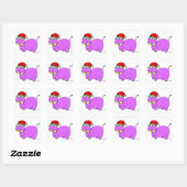 Xmas Hippo-stickers - set van 20 Vierkante Sticker (Vel)
