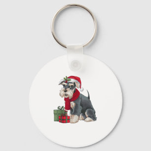 Xmas Holiday Santa Giant Schnauzer Dog Kerstmis Sleutelhanger