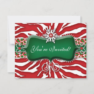 Xmas Holiday Snowflake Zebra Leopard Heart Kaart
