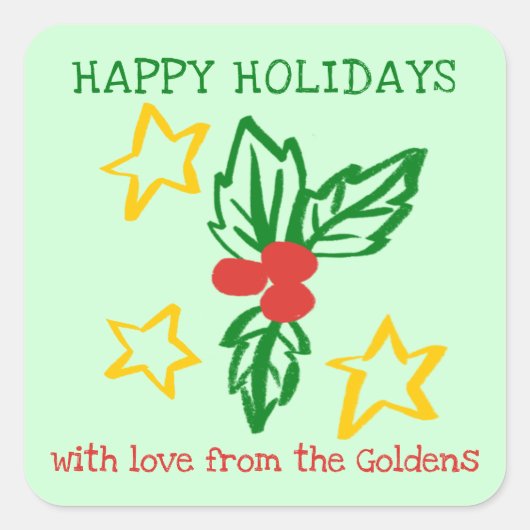Xmas Holly Doodle CHRISTMAS Holiday To From Label (Voorkant)