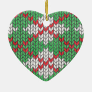 XMAS JACQUARD KNIT en céramique ornement coeur