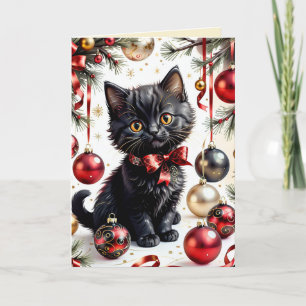 Xmas Kat & Baubles No.1 Kaart