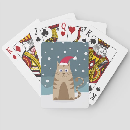 Xmas kat met een kersthoed pokerkaarten (Achterkant)