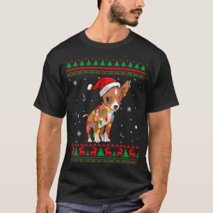 Xmas Lelijke trui Kerstverlichting Chihuahua Hond T-shirt