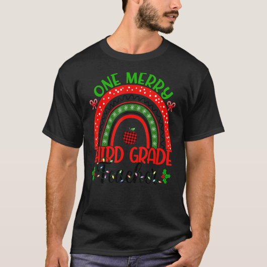 Xmas leraar regenboogschutter 1 Merry 3rd Grade Te T-shirt (Voorkant)