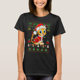 Xmas licht lights Ugly Sweater Style Santa Cheetah T-shirt