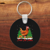 Xmas Lighting Santa Hat Chicken Christmas Tree  Sleutelhanger (Voorkant)