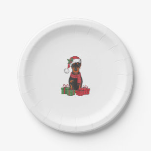 Xmas Lighting Santa Hat Doberman Dog Christmas _3 Papieren Bordje