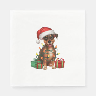 Xmas Lighting Santa Hat Miniatuur Pinscher Dog Chr Servet