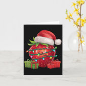 Xmas Lighting Santa Hat Strawberry Christmas Kaart (Gele Bloem)