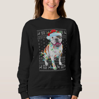Xmas Lighting Santa Hat Ugly American Bulldog Chri Trui