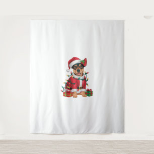 Xmas Lighting Santa Miniature Pinscher Dog Christm Wandkleed