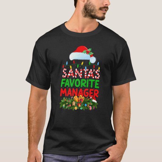 Xmas Lighting Santa S Favoriete Manager Kerstmis T-shirt (Voorkant)