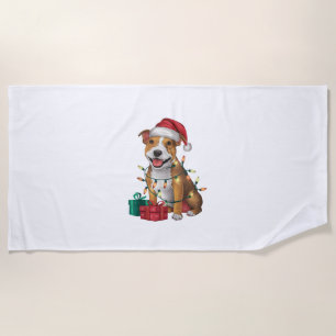 Xmas Lighting Santa Staffordshire Bull Terrier Dog Strandlaken