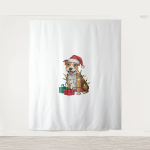 Xmas Lighting Santa Staffordshire Bull Terrier Dog Wandkleed