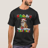 Xmas Lighting Staffordshire Bull Terrier Dog Merry T-shirt (Voorkant)