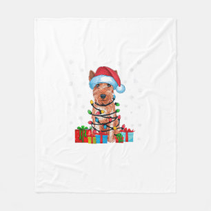 Xmas Lights Santa Soft Coated Wheaten Terrier Hond Fleece Deken