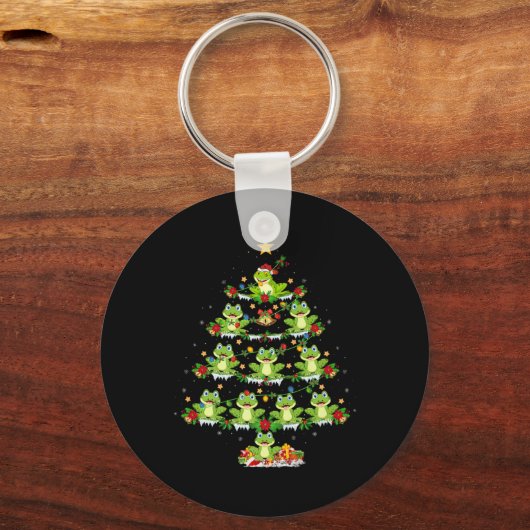 Xmas Lights Santa Tree Frog Christmas Tree Premium Sleutelhanger (Voorkant)