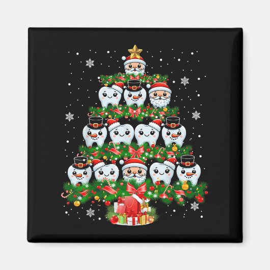 Xmas Lights Tanden Dokter Tandarts Tand Tanden Chr Magneet (Voorkant)