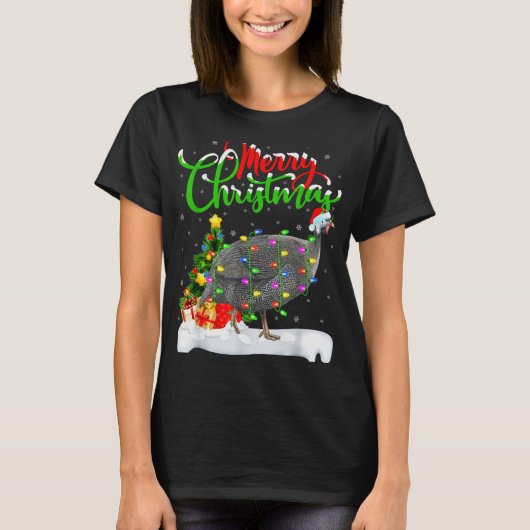 Xmas Lights Tree Santa Guinea Fowl Bird Merry Chri T-shirt (Voorkant)