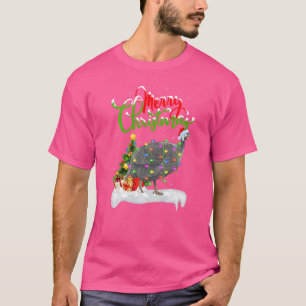 Xmas Lights Tree Santa Guinee Fowl Bird Merry Chri T-shirt