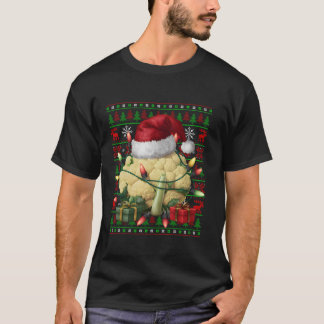 Xmas Lights Ugly Santa Hat Groente Bloemkool C T-shirt