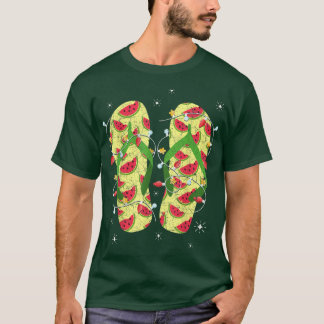 Xmas Lights Watermeloen Teenslippers Tropische ker T-shirt