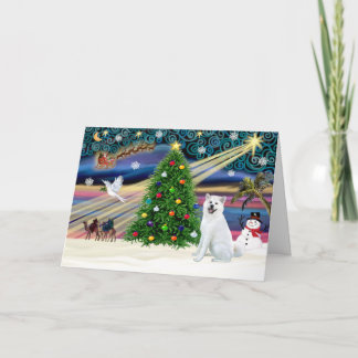 Xmas Magic-Akita White1 Feestdagen Kaart