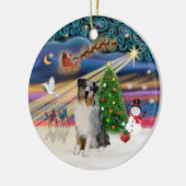 Xmas Magic - Aussie Shepherd (Merle) Keramisch Ornament (Links)