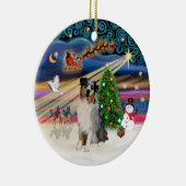 Xmas Magic - Aussie Shepherd (Merle) Keramisch Ornament (Rechts)
