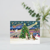 Xmas Magic Beagle Paar Feestdagenkaart (Staand voorkant)