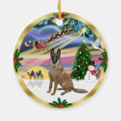 Xmas Magic-Belgian Malinois1r Keramisch Ornament (Achterkant)