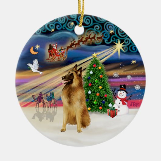 Xmas Magic - Belgisch Tervuren Keramisch Ornament (Voorkant)